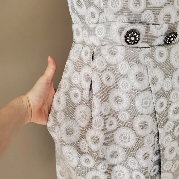 Anthropologie Moulinette Soeurs One Shoulder Silver Brocade Dress 2 - Picture 10 of 16